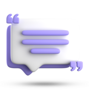 3d rendering of speech bubble for testimonial, 3D pastel icon set. png