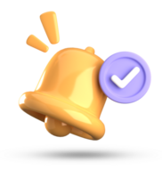 3d rendering of bell notification, 3D pastel icon set. png