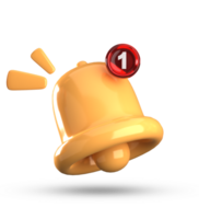 3d rendering of bell notification, 3D pastel icon set. png