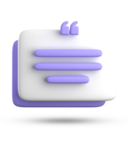 3d rendering of speech bubble for testimonial, 3D pastel icon set. png