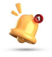 3d rendering of bell notification, 3D pastel icon set. png