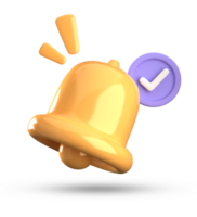 3d rendering of bell notification, 3D pastel icon set. png