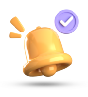 3d rendering of bell notification, 3D pastel icon set. png