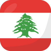 Lebanon flag square 3D cartoon style. png