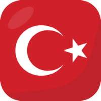 Turkey flag square 3D cartoon style. png