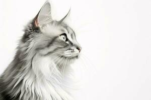 photo of a cat on a plain white background. ai generated