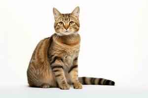 photo of a cat on a plain white background. ai generated