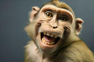 funny photos of monkeys taking selfies. ai generated