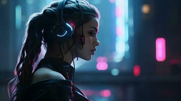 amplio ver mujer cyberpunk estético ai generar foto