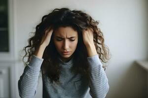 foto joven mujer relación comercial con ansiedad ai generar