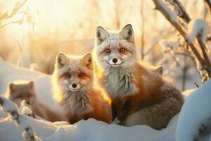 photo of a Red Fox in winter. ai generated