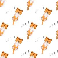 Seamless pattern kitty cat  sleeping together vector