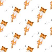 Seamless pattern kitty cat  sleeping together vector