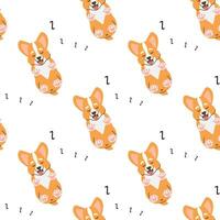 Seamless pattern corgi puppy dog sleeping  vector