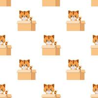 Seamless pattern cat in a box , adoption, in a shelter vector