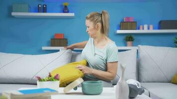 Woman Crying While Cleaning. video