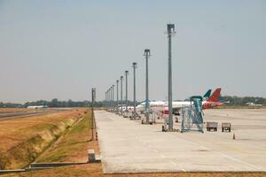 Makassar, Indonesia - September 21th 2023, Several large aircraft from the Indonesian airline and unloaded at Sultan Hasanuddin International Airport, Makassar. photo