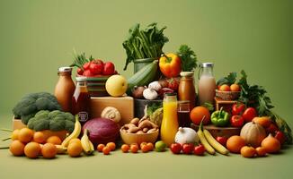 comida productos representando el nutritivo dieta. comidas alto en vitaminas, minerales y antioxidantes anti años alimentos ai generativo foto