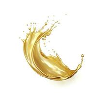 Golden Oil or Cosmetic essence splash isolated on white background, 3d illustration. AI Generated photo