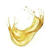 Golden Oil or Cosmetic essence splash isolated on white background, 3d illustration. AI Generated photo