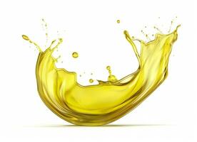 Olive or engine oil splash, cosmetic serum liquid isolated on white background. Generative AI photo