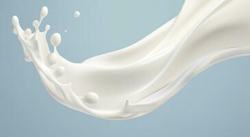 White milk splash isolated on background, liquid or Yogurt splash,  3d illustration. Generative AI photo