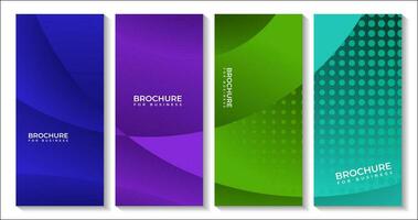 set of brochures with abstract colorful dynamic wave background vector