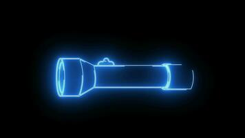 el animación formas un Linterna icono con un neón sable efecto video