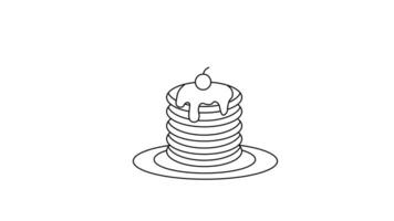 Animation forms a sketch of the pancake and honey icon video