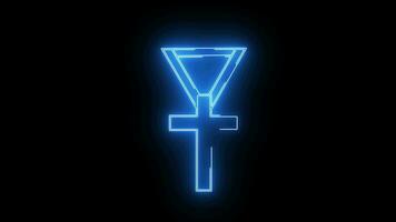 Animation forms a cross necklace icon with a neon saber effect video