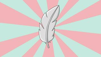 The animation forms a chicken feather icon with a rotating background video