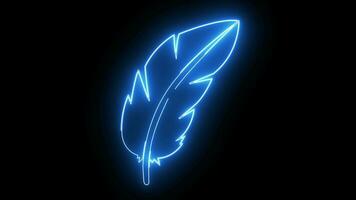 The animation forms a chicken feather icon with a neon saber effect video