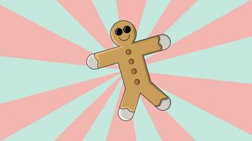 The animation forms a gingerbread icon with a rotating background video