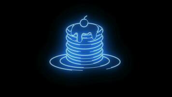 Animation forms a pancake icon with a neon saber effect video