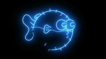 a animação formulários uma baiacu peixe ícone com uma néon sabre efeito video