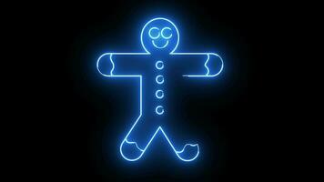 Animation Formen ein Lebkuchen Symbol mit ein Neon- Säbel bewirken video