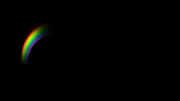 Animated rainbow appearing on a black background layer to overlay 4K. video