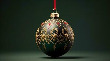 Detailed Christmas Bauble with Pattern Isolated on the Minimalist Background photo