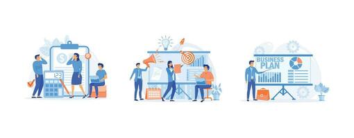 financial management concepts. tax audit, Business planning,  teamwork communication, set flat vector modern illustration