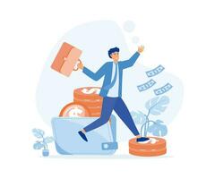 Man stands with a new income, received a salary. Concept of salary payment, flat vector modern illustration