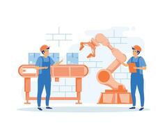 Engineer working with interactive interface. Smart industry, flat vector modern illustration