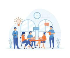 teamwork concept, Group of business people having a meeting, discuss for new project, flat vector modern illustration