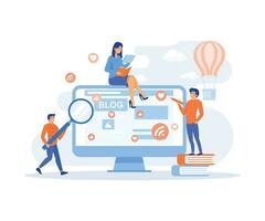 Blogging and copy writing concept. Content management for web page social media, flat vector modern illustration