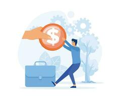 Business competition with large investors, businessman  grab of trade and investment benefits.  flat vector modern illustration