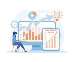 Business intelligence, data analysis, obtaining analytical information for making strategic business decisions. management tools, flat vector modern illustration