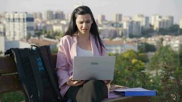 Forgetful businesswoman thoughtful. video