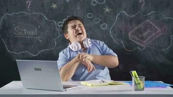 Male student with sore wrists. video