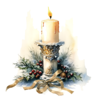 Watercolor Christmas candles. Holiday Candles Clipart, Cozy Winter Clipart. AI Generated. png