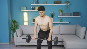 Athlete man exercising weights. Healthy lifestyle. video