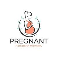 Pregnancy woman of logo design simple illustration Premium Vector